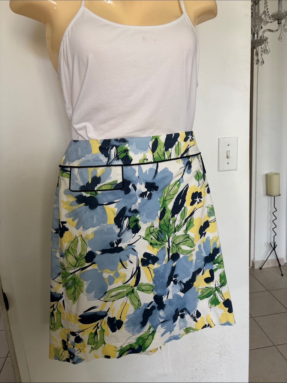 Alex Marie Floral A-Line Skirt in Blue, Green & Yellow